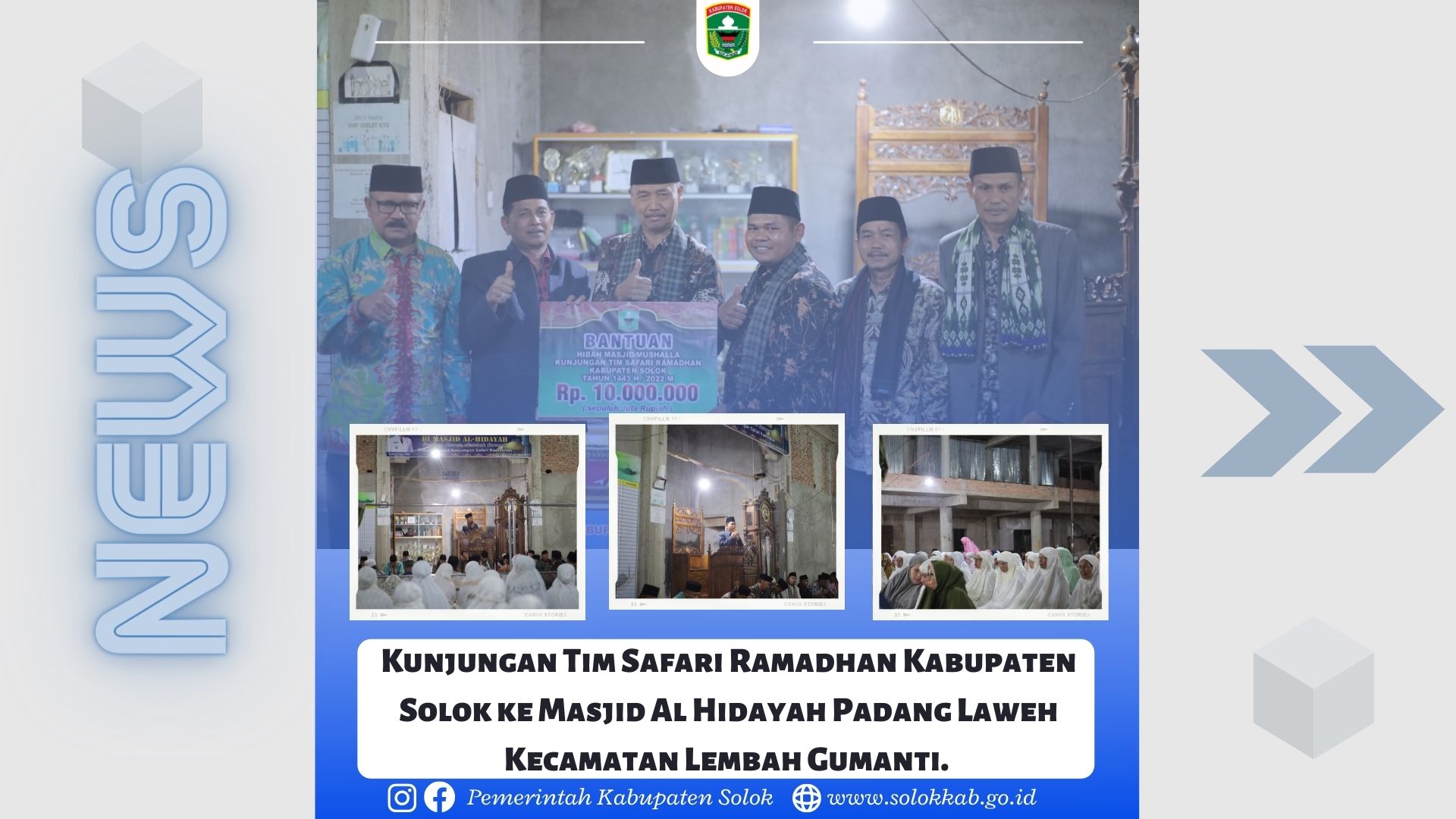 Kunjungan Tim Safari Ramadhan Kabupaten Solok ke Masjid Al Hidayah Padang Laweh Kecamatan Lembah Gumanti